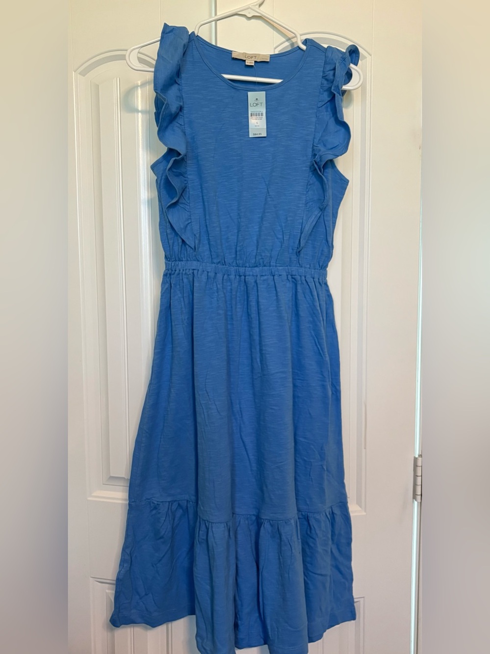 LOFT Blue Ruffle-Sleeve Casual Dress